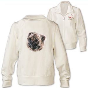 I LOVE MY PUG Full Zip Fleece Jacket Size 3x Bradford Exchange New With Tags